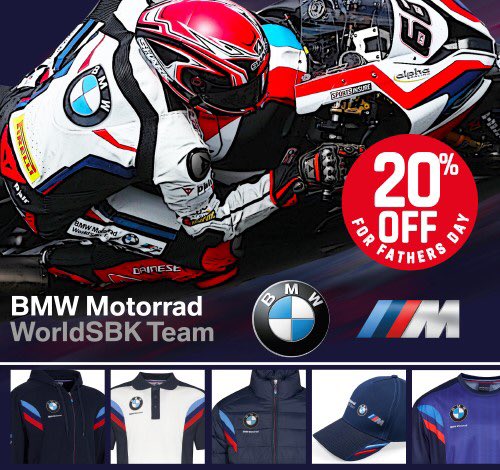BMWMotorradWSBK's tweet image. 🎁Still looking for “THAT” perfect Father’s Day present? 

Why not cash in on @ClintonMerch’s offer on official @SMRWorldSBK clothing with 20% off😮 

Code: DAD20
offer ends at midnight tonight ⏱ 

▶️ clintonenterprises.com/teams/bmw-moto…