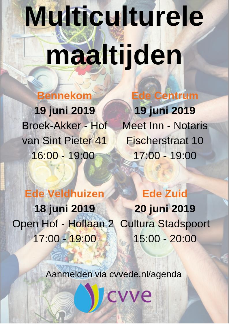 EdeCvv's tweet photo. Multiculturele maaltijden: Eet je mee?
Op 20 juni is het Wereld Vluchtelingendag. 
In Ede organiseren we (gratis) verschillende multiculturele maaltijden. 
Aanmelden kan via https://t.co/93WF8nWjRN! https://t.co/HfG1KQFLE9
