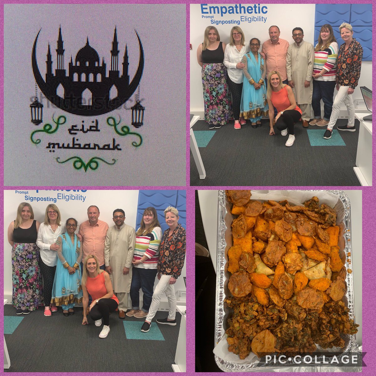 NWAmb_PTScc's tweet photo. Eid Celebration in the PTS Contact Centre today, Bright coloured clothing &amp; food made by @adeel121uk Naeema &amp; Aneesa, Thank you for our lovely food 😀 #celebrations #EidMubarak #Eid2019 #lovelyfood #happypeople 👍🙂🙂 https://t.co/GTPbuZl1UZ