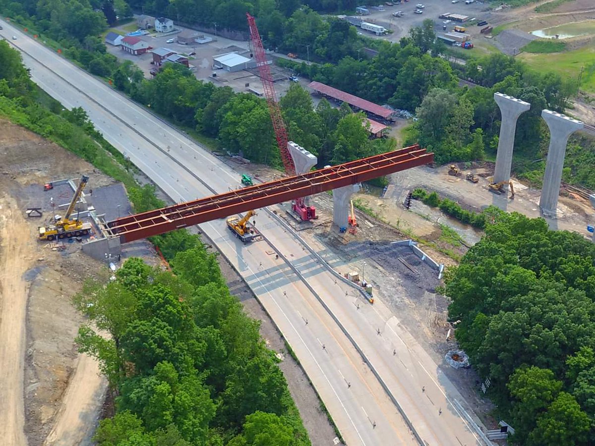 GTCPGH's tweet photo. Beautiful drone shots of the #SouthernBeltway project!
Steel girder erection underway on the 55C1-1 section of the #PAturnpike #SouthernBeltway. Learn more about this project on our website: https://t.co/ppTOh8Rpuj #construction #concrete #PAconstruction #turnpike #structures https://t.co/TZOVn3Je0z