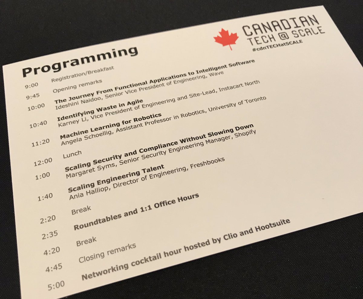 AinsleyR's tweet photo. Excited to be at #cdnTECHatSCALE again. The conference talks + conversations last yr sparked a ton of ideas and inspired our approach to moving from 13 to 28% women in eng. Check out this lineup: 4 of 5 speakers are women. At an engineering conference! ππ» It can be done! https://t.co/EkulEEgBEt