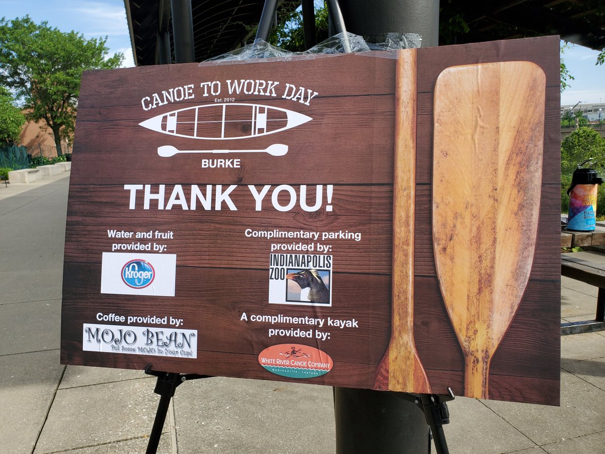 burkeindiana's tweet photo. That's a wrap. Thank you to this year's #Canoe2Work partners @kroger @IndianapolisZoo Mojo Bean and @WhiteRiverCanoe https://t.co/o2nE4LFrIO
