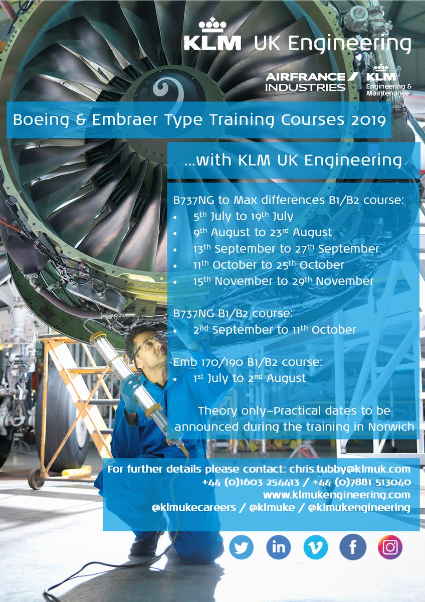 klmukeng's tweet photo. #training #engineers #mechanics #technicians #licensedengineers #contractengineers #aircraftengineers #aircraft #airlines #MRO #engineering #maintenance #boeing #embraer #B737MAX #737MAX #737NG #typetraining #E190 @AFIKLMEM #klmuke #norwich #skilled #EASA #logbooks #booknow https://t.co/IXebyFYd8s