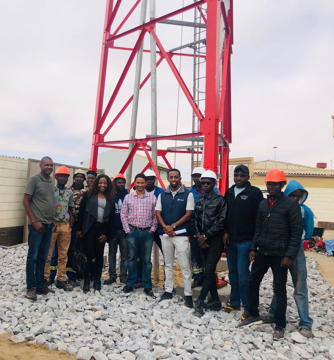 OctagonNam's tweet photo. Recent handover of a Lattice Tower to PowerCom (PTY) LTD #DeliverWeShallDeliver https://t.co/pHAETZ8TDI