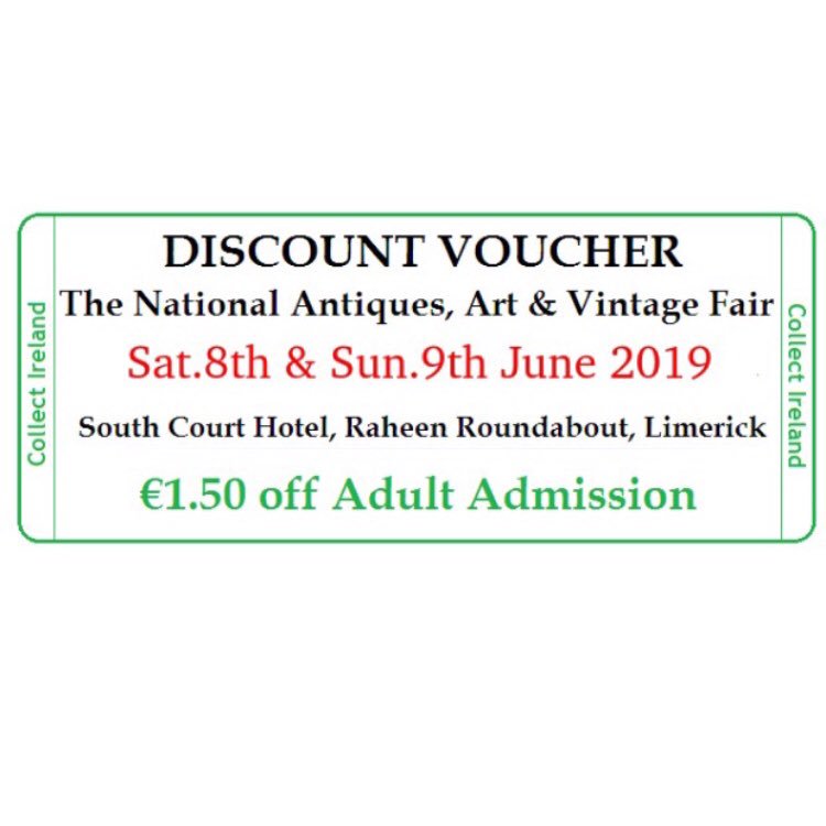 Absolutely FAB Events (@chez_le_fab) on Twitter photo #Ireland's BIGGEST #Antique's #Art & #Vintage Fair comes to #LIMERICK this weekend
100 Antique Shops and Dealers, Art Galleries & Vintage Dealers
in one Room!
June 8th & 9th • 11:00-18:00
<a href="/GNsouthcourt/">GN South Court Hotel</a>
€5 Entry • KIDS GO FREE!!
€3.50 entry with voucher below
#LoveLimerick #Ireland's BIGGEST #Antique's #Art & #Vintage Fair comes to #LIMERICK this weekend
100 Antique Shops and Dealers, Art Galleries & Vintage Dealers
in one Room!
June 8th & 9th • 11:00-18:00
<a href="/GNsouthcourt/">GN South Court Hotel</a>
€5 Entry • KIDS GO FREE!!
€3.50 entry with voucher below
#LoveLimerick
