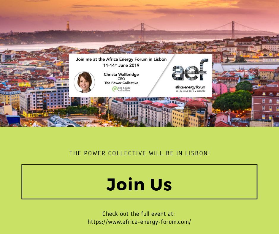 PowerCollective's tweet photo. The Power Collective will be in Lisbon for the AEF (African Energy Forum), meet us there!

Link: https://t.co/4p9lF5ICrA

#aef2019 #GreenEnergy #SustainableDevelopment #africa https://t.co/zlPrUhxpZT