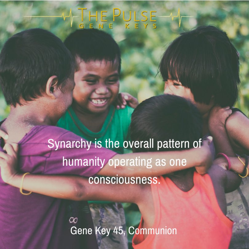 gene_keys's tweet image. The Pulse – 08 Jun to 13 Jun – The 45th Gene Key moves from the Shadow of Dominance to the Siddhi of Communion and it is the Way of Synergy.

#synergy #synarchy #communion #consciousness #trust #transformation #thegenekeys