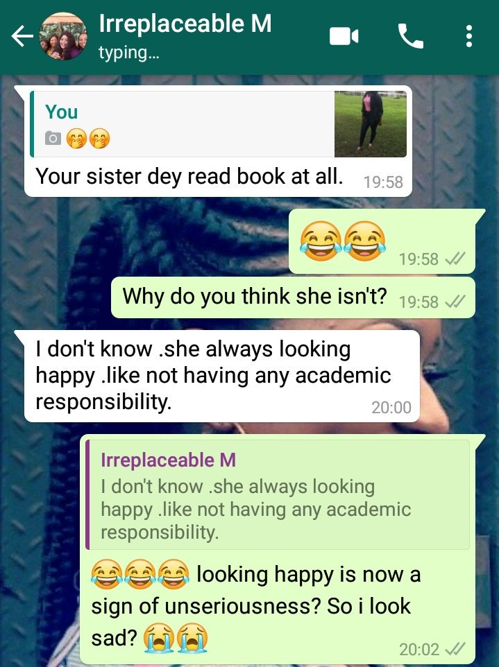So i uploaded this picture of my younger sister who's a fresher at the university. See what my mother said 😭😭