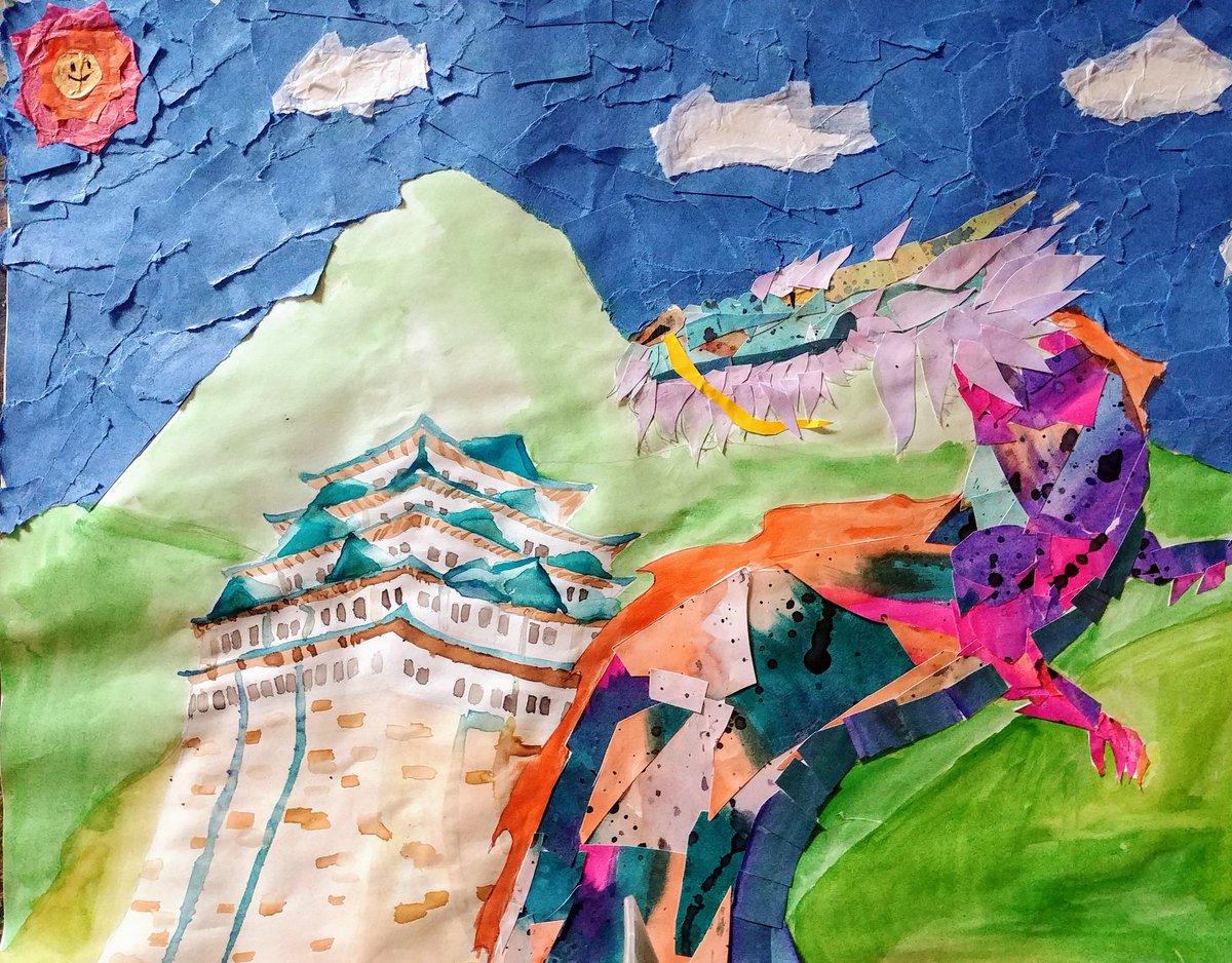 ArtWithSig's tweet photo. Love these castle collages with 6th grade! #dragons #castles #collage #middleschoolart #create https://t.co/Huo1OuZh3T