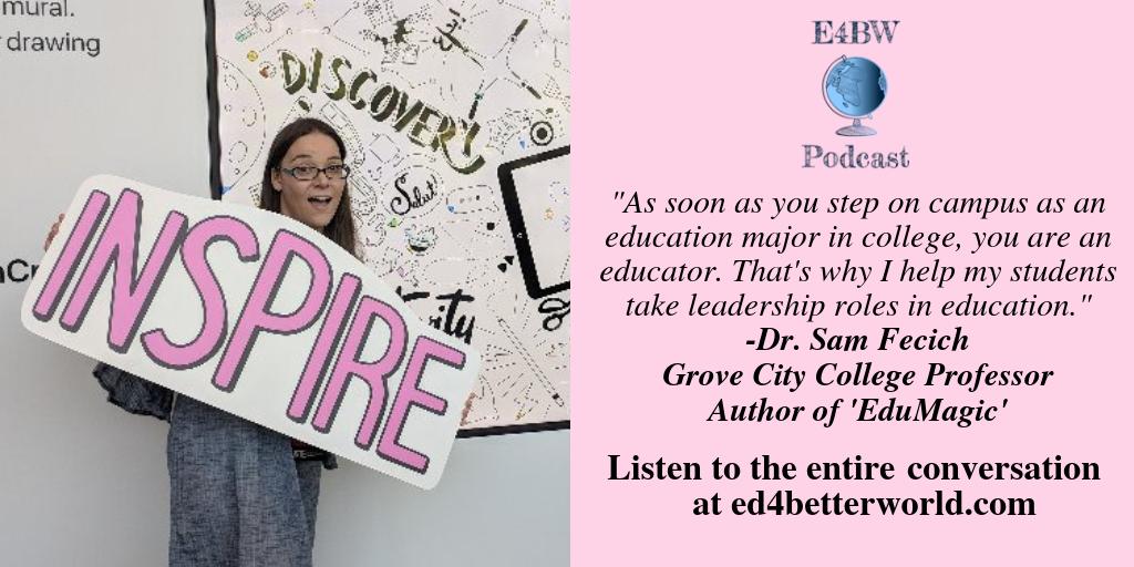 Friday is new episode day! Listen to @SFecich talk to <a href="/msoskil/">Michael Soskil (he/his)</a> and <a href="/mrs_smoke/">Dyane Smokorowski</a> about her book #EduMagic and how she empowers pre-service teachers to take leadership roles in education so that they are ready to step into classrooms.

Listen on our website: ed4betterworld.com