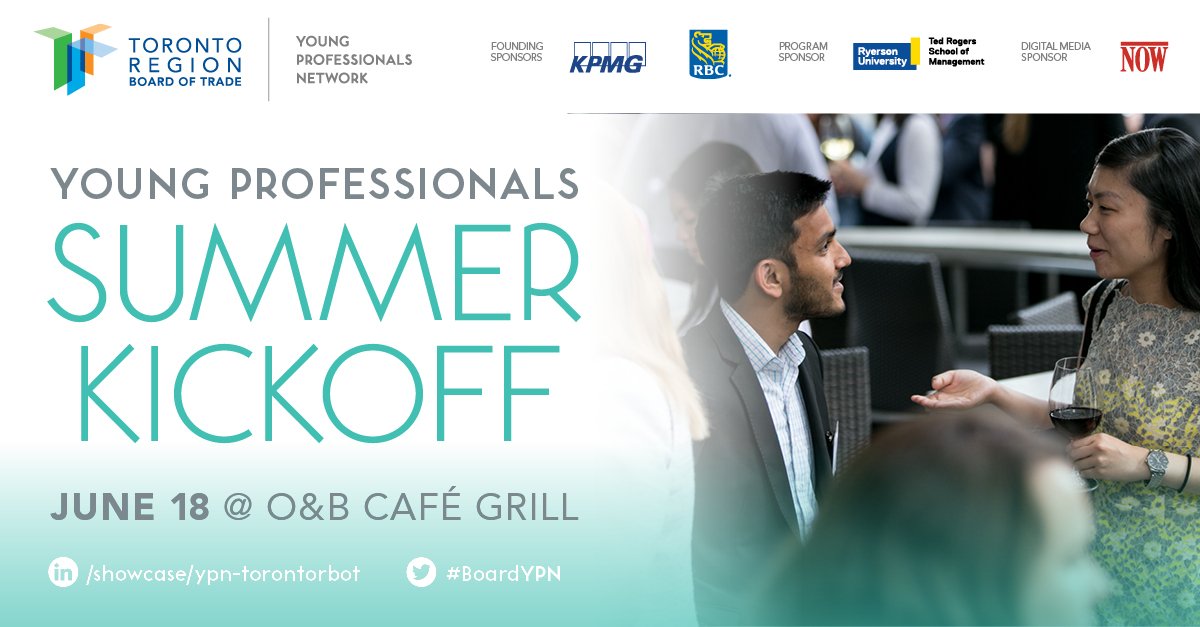 TorontoRBOT's tweet photo. #YoungProfessonals: are you ready to kick off summer? Join us June 18 for a night of #networking on a sunlit #patio with a diverse group of YPs under 40. Secure your tickets today: https://t.co/dbuHKK8GoW #BoardYPN https://t.co/lfeROIoYEW