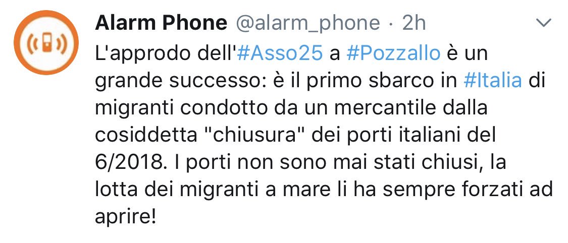 francescatotolo's tweet photo. Il caso #Asso25 è l’ennesima resa italiana sull’immigrazione irregolare.
La stessa @alarm_phone lancia un messaggio chiaro, che verrà recepito da #trafficanti e #migranti: prego accomodatevi, i porti italiani sono aperti. https://t.co/4sYQnRWZlZ