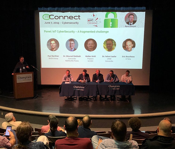 IT Connect (@itconnect) on Twitter photo A quick look at the "IoT CyberSecurity – A fragmented challenge" panel at #ITConnect19 featuring Paul Berthier, Dr. Mourad Debbabi, Fehmi Jaafar, Walter Knitl and <a href="/ericbourbeau/">Eric Bourbeau</a>. Thanks to all our panelists and our moderator René Breyel! A quick look at the "IoT CyberSecurity – A fragmented challenge" panel at #ITConnect19 featuring Paul Berthier, Dr. Mourad Debbabi, Fehmi Jaafar, Walter Knitl and <a href="/ericbourbeau/">Eric Bourbeau</a>. Thanks to all our panelists and our moderator René Breyel!