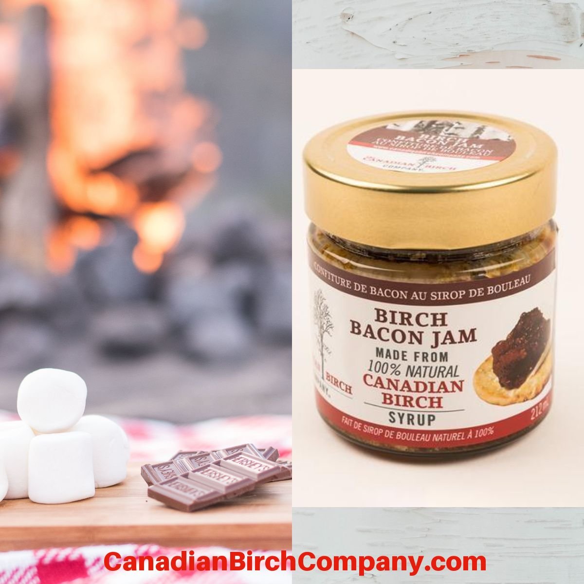 CanadianBirchCo's tweet photo. Spread a little love by adding #CanadianBirch #BaconJam to s’mores at your next campfire. Graham cracker, toasted marshmallow, chocolate &amp; #Canadian Birch bacon jam makes for a sweet &amp; savory combo that’s pure heaven! 

 https://t.co/v05JbAdBgs

#birchsyruprecipes #smoreplease https://t.co/AJT2gbZrgM