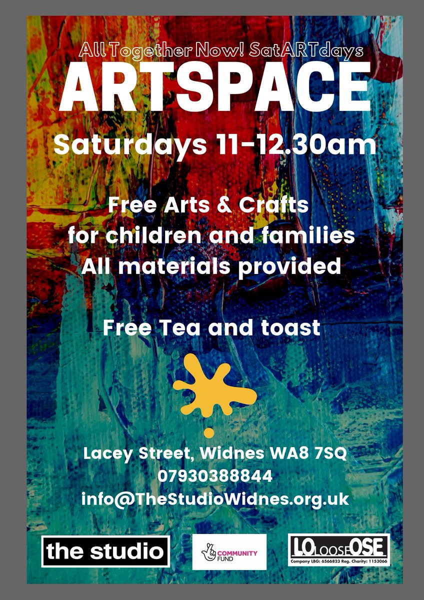TheStudioWidnes's tweet photo. SatARTdays at The Studio
11am 1pm
#free
#singingforkids
#artforkids
#creativewritingforkids
#tots https://t.co/U0JxnWWnEa