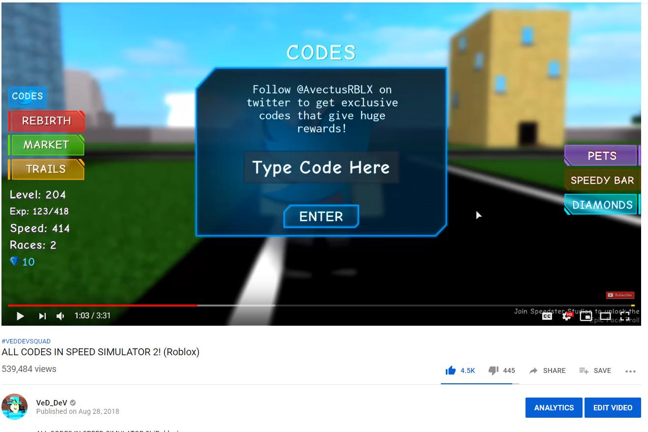 Ved Dev Use Code Veddev On Twitter I Made A Video About This Game Around 1 Year Ago And The Game Was Called Speed Simulator 2 This Game Is A Copy And It S - roblox codes for drilling simulator