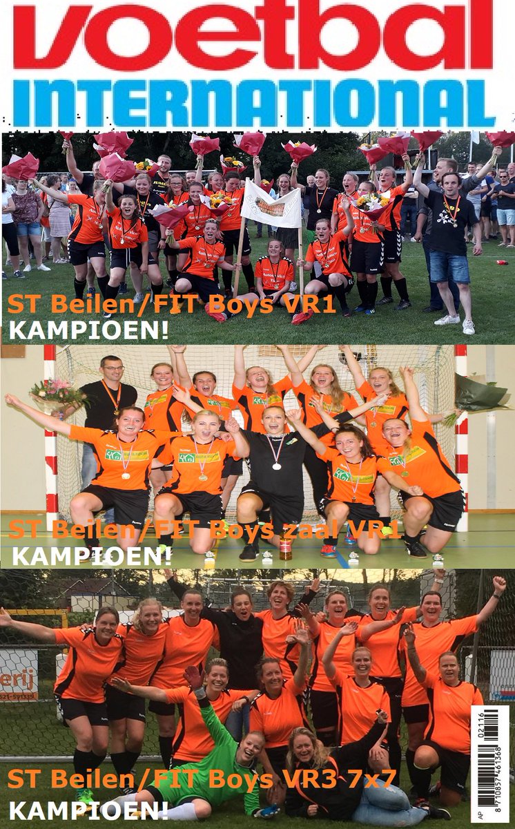 Extra editie van de Voetbal International ligt morgen in de schappen!

Met alle verhalen en interviews van de 3 <a href="/ST_BeilenFIT/">ST Beilen/FIT Boys</a> die bekerwinnaar (VR1), Kampioen (zaal VR1) en kampioen (VR3 7x7) werden! Wat een geweldige prestatie van de ST!