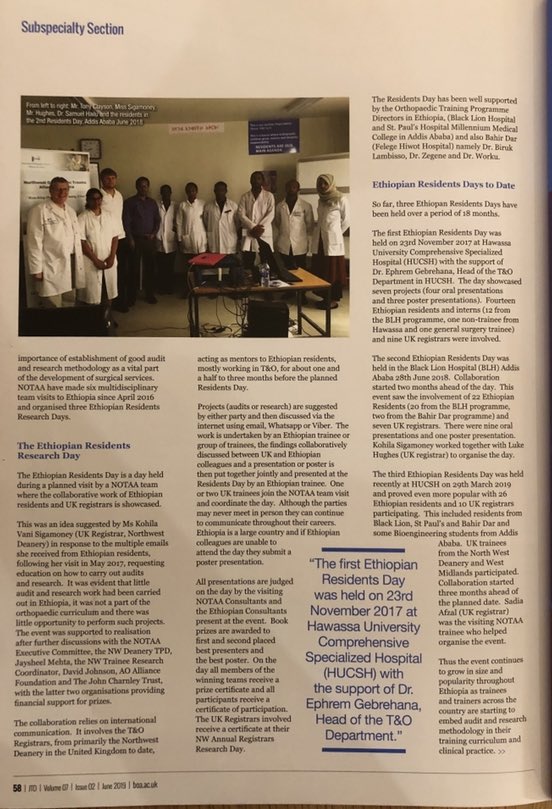 VaniSigamone's tweet photo. Our article on the Residents Day in the Journal of Trauma and Orthopaedics! #NOTAA #Ethiopia #ResidentsDay #GlobalSurgery https://t.co/MeD8lZQFD3