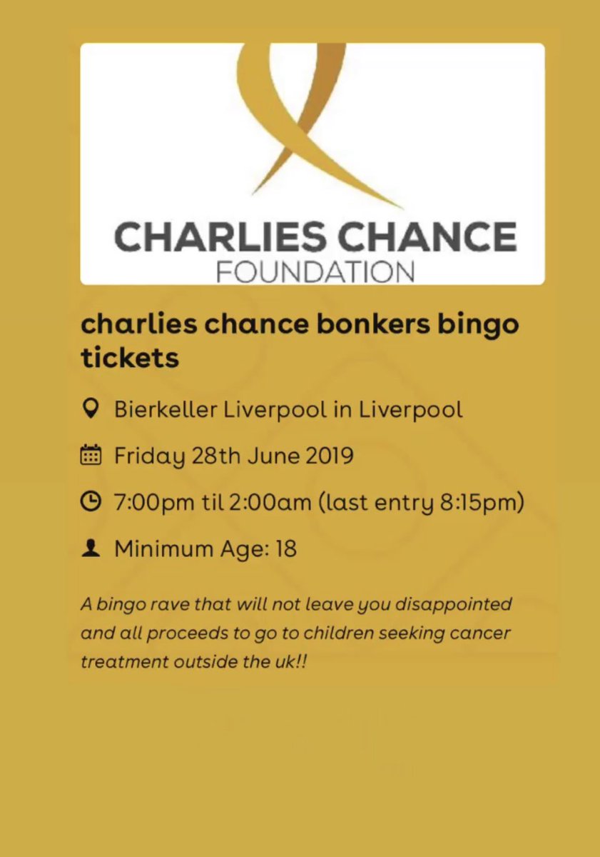 Message for tickets 🎗 #bonkersbingo #charlieschance