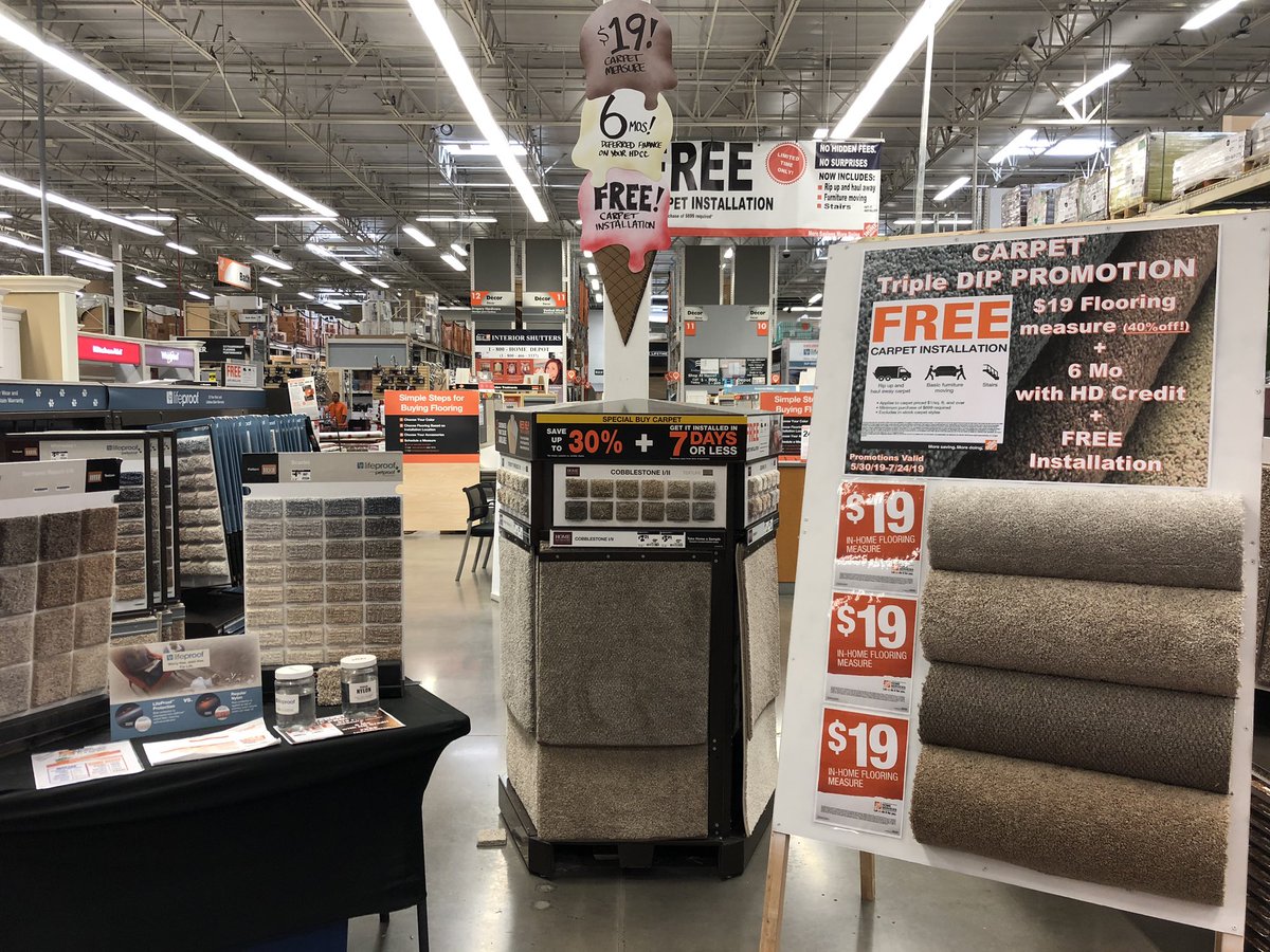 pmfeller's tweet photo. Our Carpet Savings Triple Dip continues! And for the cherry on top we have the Best-in-class LifeProof Carpet, the Best installers, and the Best Associates providing world-class customer service! @thd3314 @lgcoolj @luvnzak1 @JeremyVasquez76 @thdsaltarelli https://t.co/aqjFp0WMjm