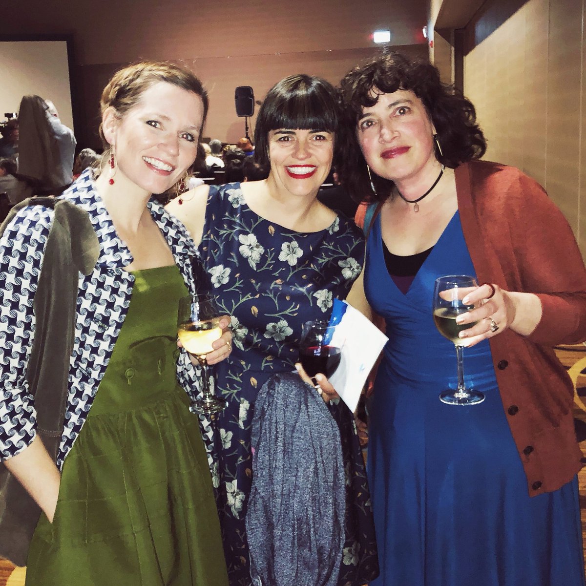 kate__inglis's tweet photo. Fantastic conversations and hangout time at the @AtlBookAwards. Here I am with fellow double-nominee @LezlieLowe and the excellent Lunenburg bookseller @AliceBurdick of @LexiconBooks. What a night! #notesfortheeverlost https://t.co/QBxoXaZTve