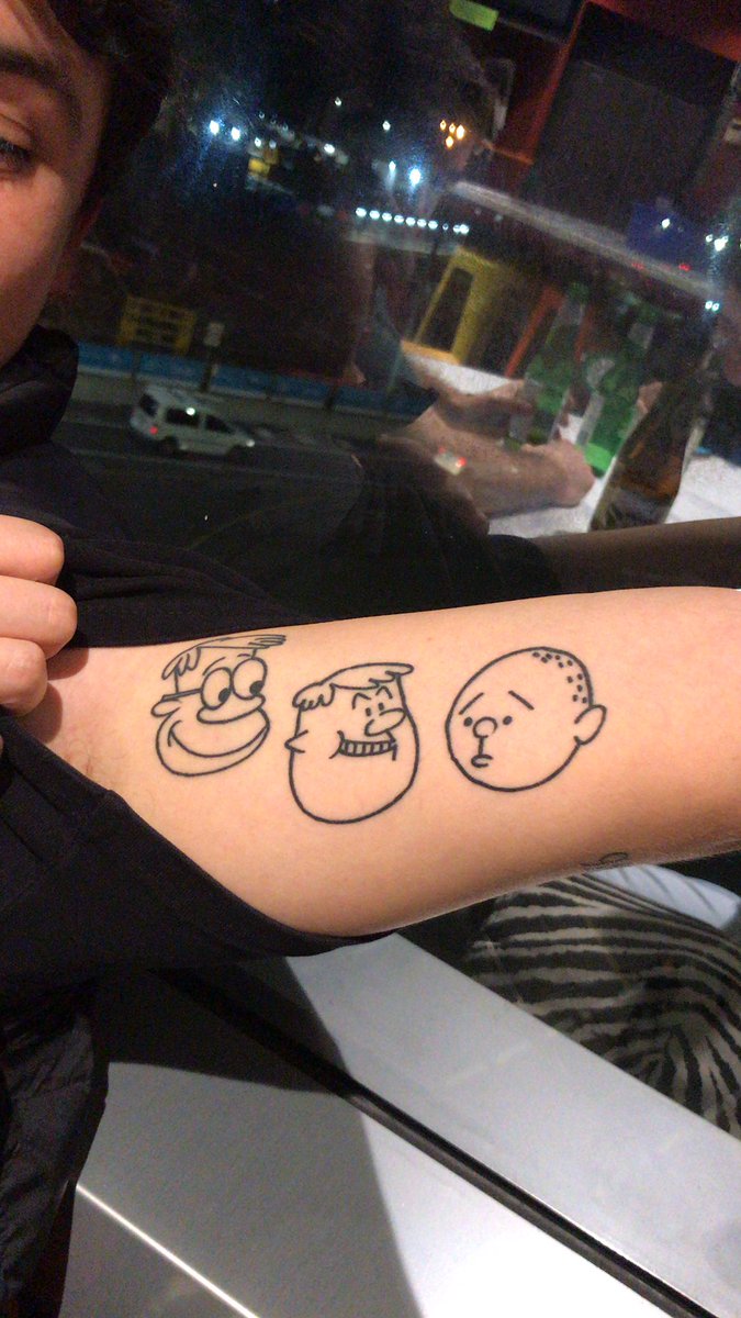 thehenaz's tweet photo. @rickygervais Thoughts on my mates new tat? #headlikeafuckingorange #baldmanctwat https://t.co/nzgvhddGua