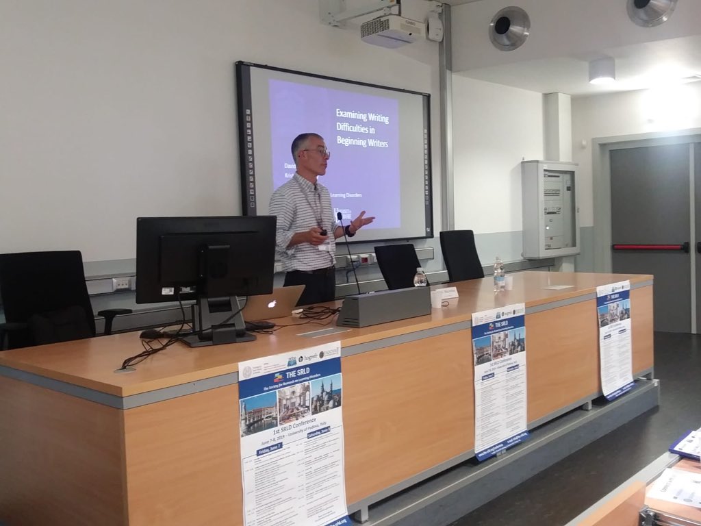 the_SRLD's tweet photo. Writing development symposium: David Coker and his presentation “Examining Writing Disabilities in Beginning Writers” #symposium #universityofpadova #june7 #SRLDconference https://t.co/awH4ot1nKg