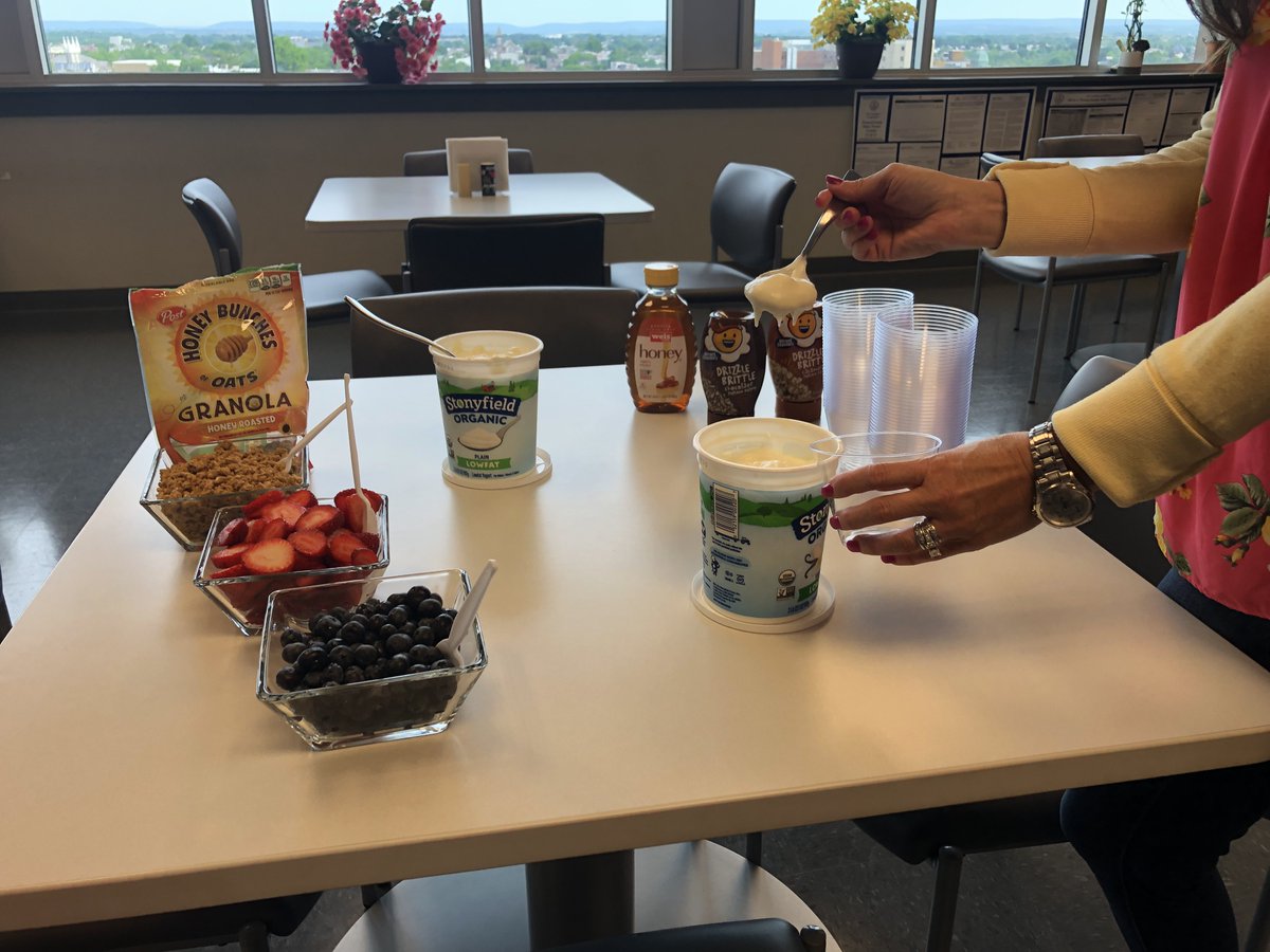 norris_law's tweet photo. After a week filled with guided #meditation, #reiki, #ChairYoga, #wellness seminars, and more, we are ending our 2019 #WellnessWeek hosted by our wellness committee, #LegallyFit, with tasty #yogurt #parfaits! https://t.co/dNHsOC0HP1
