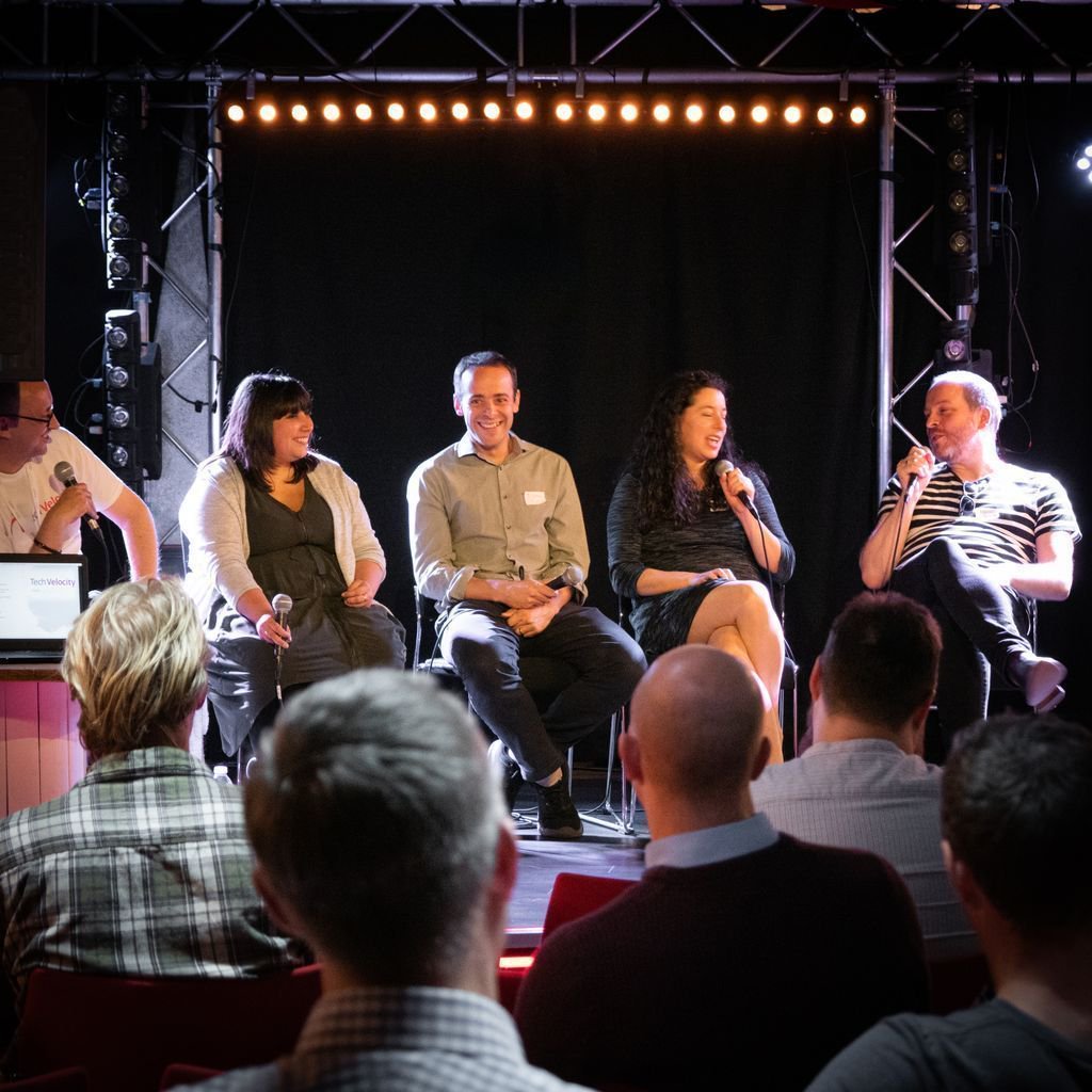 Great event by @techvelocity_ Here's @kinnovate123 looking after the panellist's <a href="/loubirri/">Louise Birritteri</a> founder @pikl_uk | @tombool founder @Lexxika | Juliana founder @supa.pass | and our very own Lee Scarfe.