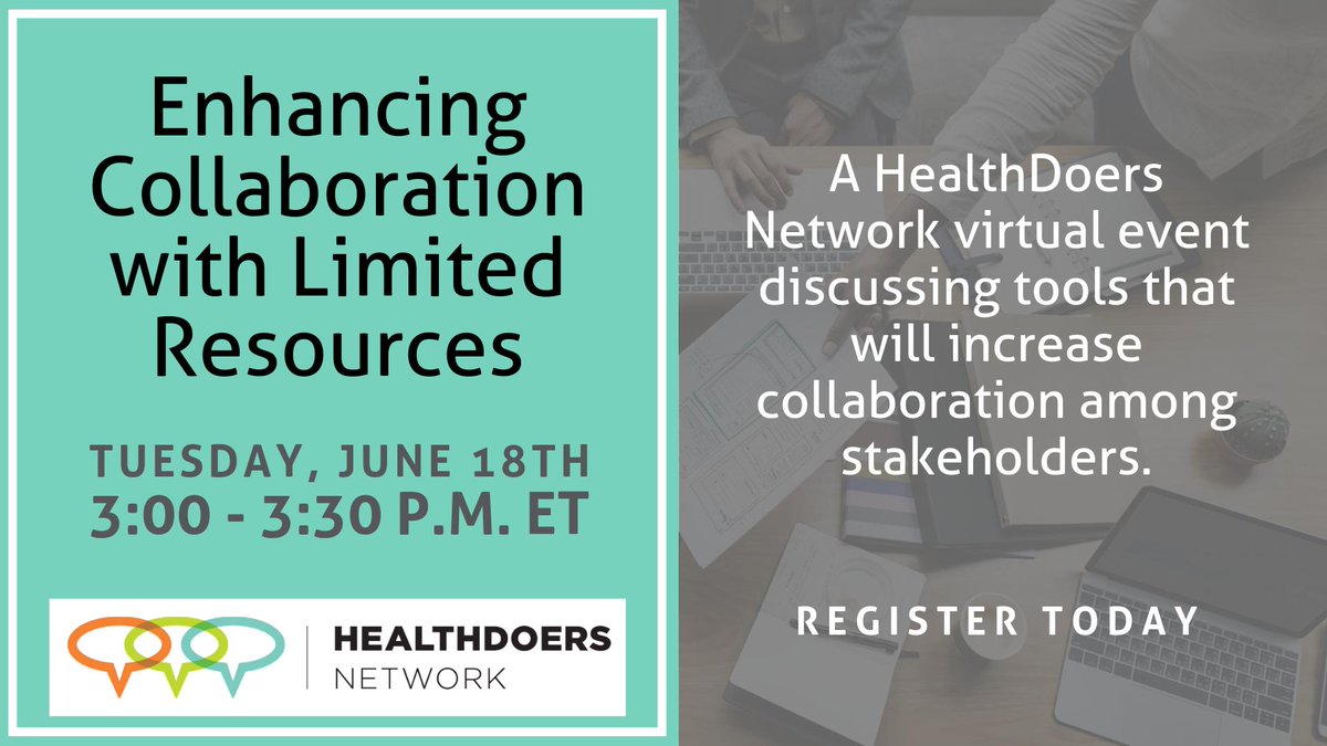 HealthDoers's tweet photo. Have you registered yet? HealthDoers is hosting a FREE event on June 18th. Sign up now for this #webinar and learn more about how you can accelerate your #healthcare work and increase #collaboration | https://t.co/vuEq01WoZc | #healthcarecosts #affordablehealthcare https://t.co/xroLSrAwmp