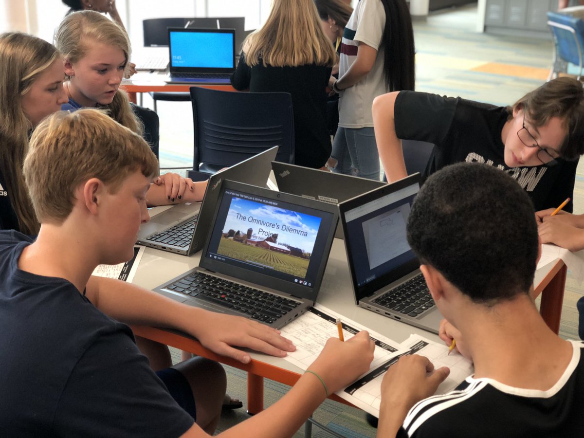 lmgevans's tweet image. Our 8th graders are engaged in a massive gallery walk to share their products for an interdisciplinary unit featuring The Omnivore’s Dilemma! #finishstrong #CreatingOurCavalry
