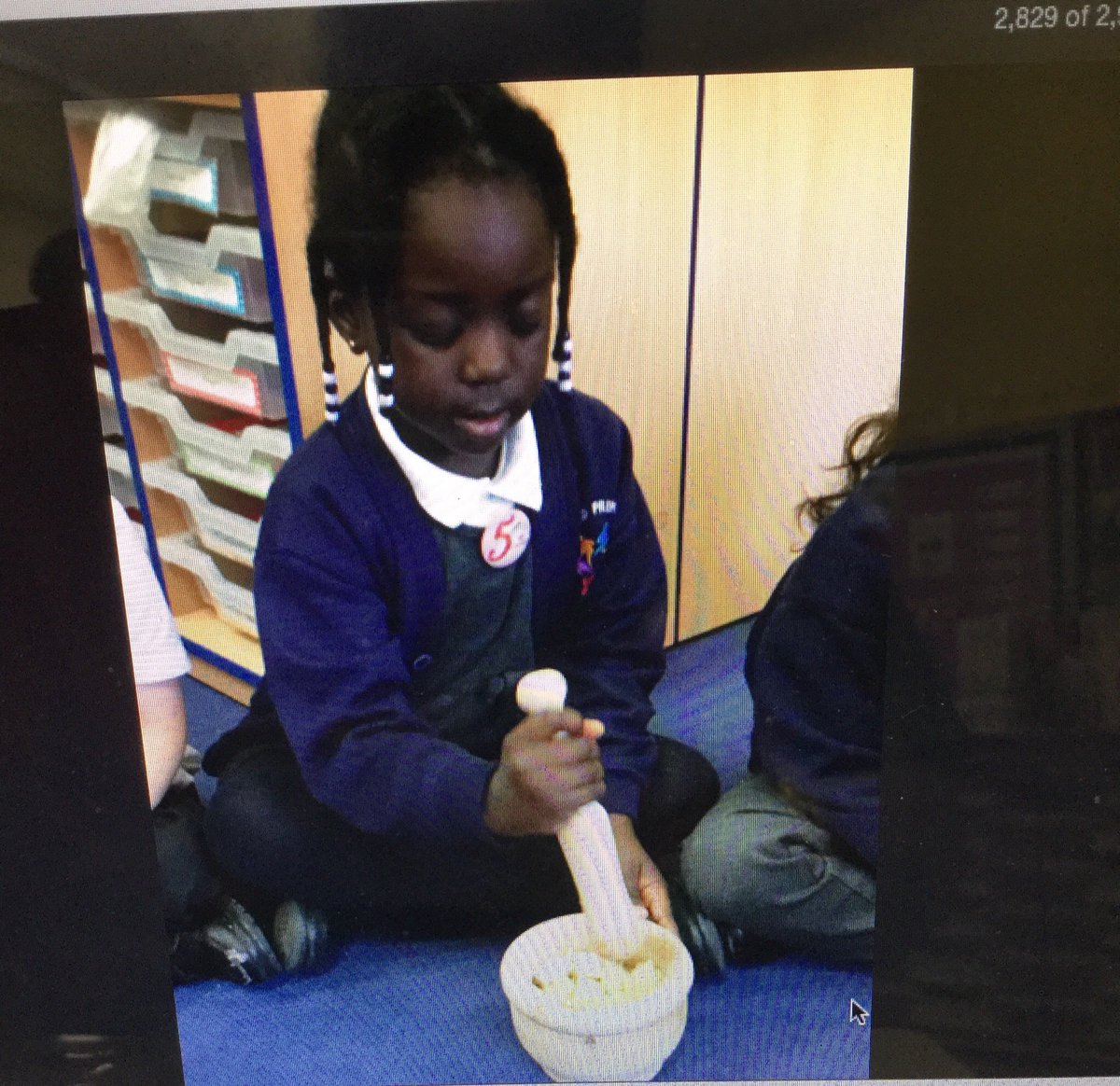 Purple class got to pound some yam like the character.Some of the children thought the yam was a coconut. #purpleclass  #reception  #EYFS #thepowerofreading @ChristallaJ @Eastfield_EN3