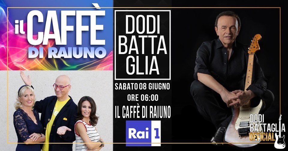 dodibatt's tweet photo. Domani mattina Dodi sarà ospite della trasmissione  #IlCaffèDiRaiuno in onda su #Rai1 dalle ore 06:00.
Sarà possibile seguire l'intervista anche via streaming alla pagina https://t.co/FfmYsjbWpE.

#DodiBattaglia #intervista #08giugno #RAI1 #Perle #GiorgioFaletti #UnAnima https://t.co/SSvHT4eCXs