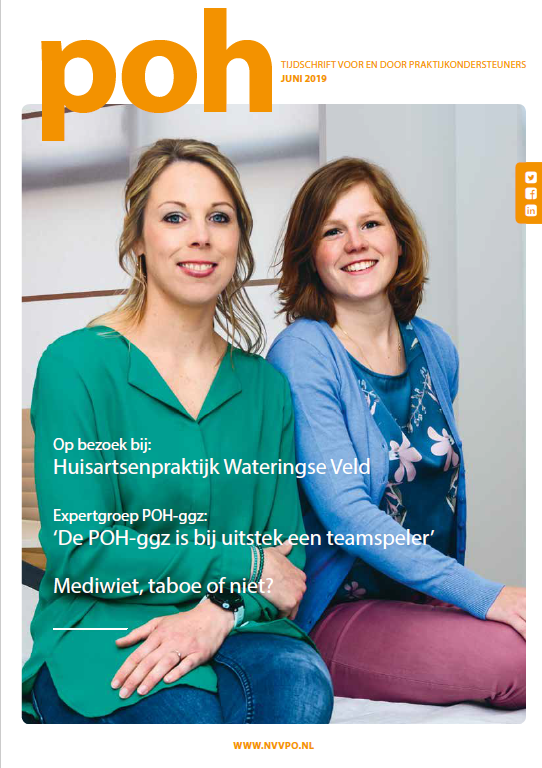 Vandaag valt 'de #POH' bij alle leden in de brievenbus! In dit nummer o.a. de visie van onze expertgroep op de rol van de POH-#ggz in het eerstelijnsteam van de huisarts, tips van het <a href="/KCsportnl/">Kenniscentrum Sport & Bewegen</a> om je patiënt in beweging te krijgen en  mediwiet (taboe of niet?).