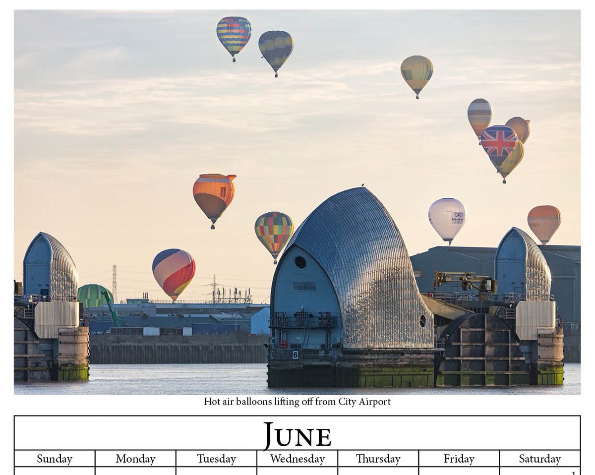 ThamesPics's tweet photo. The June photo in the On The Thames 2019 calendar shows hot air balloons lifting off next to the Thames. This year's Lord Mayor's #BalloonRegatta is on official standby for this weekend - more info: https://t.co/gzF8lyGzxR https://t.co/LIepSZ1Qbg