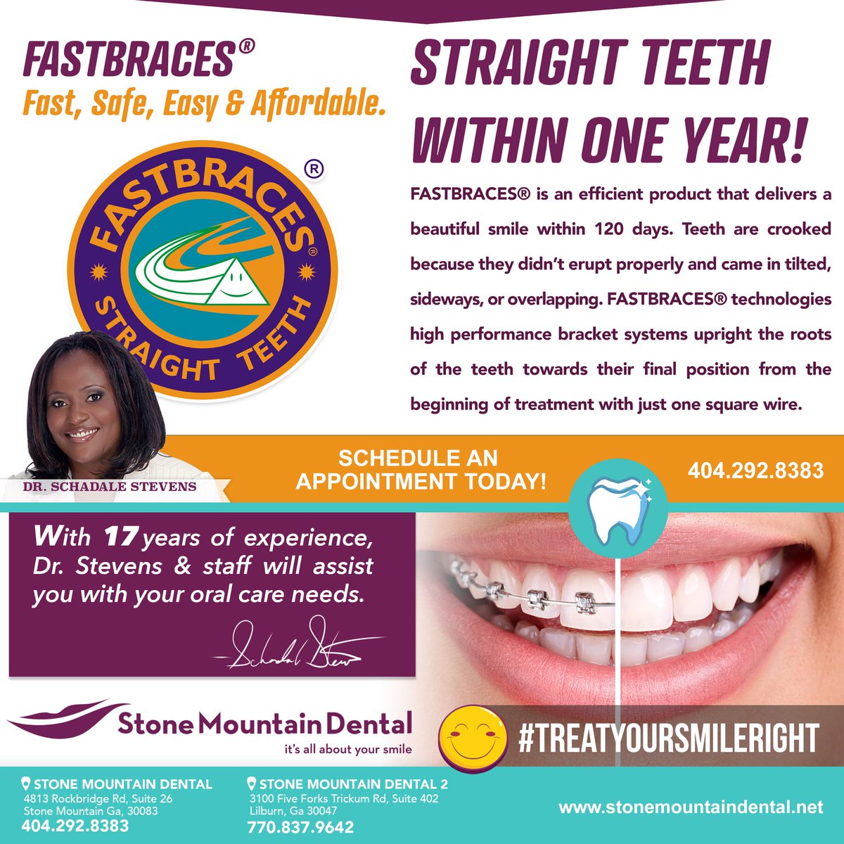 StoneMtnDental's tweet image. Hear a few words of testimony from some of our patients!
Stone Mountain Dental YOUTUBE:
youtube.com/channel/UCDLLa…
#stonemountaindental #smd #stonemountain #dekalbcounty #gwinnettcounty #lilburn #atl #atlanta #georgia #dentalpro #dentist #smile #fastbraces® #fastbraces #braces