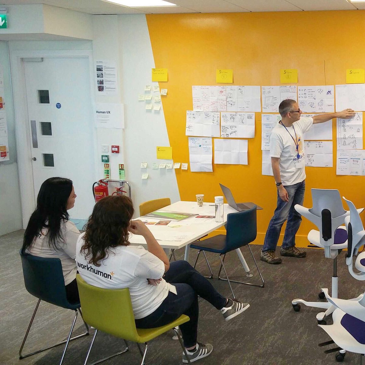 Workhuman's tweet photo. Just another day making #workhuman history. Today eleven teams brainstormed how to add moments of surprise and delight into our product. We can’t wait to see their ideas come to life. #weworkhuman #hackathon #humanux https://t.co/6qDsT4gA9u