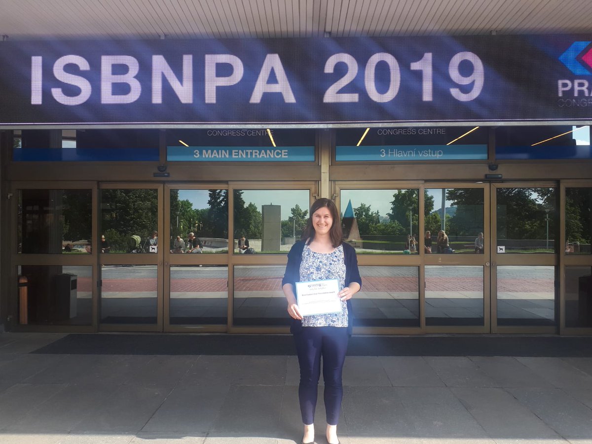 Congratulations to Masters student Kelly Wunderlich for winning the 'Best Student Oral Presentation Award' at #ISBNPA2019 ! Well done!

#PopPALab <a href="/GuyFaulkner/">Guy Faulkner</a> <a href="/UBCKin/">UBC School of Kinesiology</a>