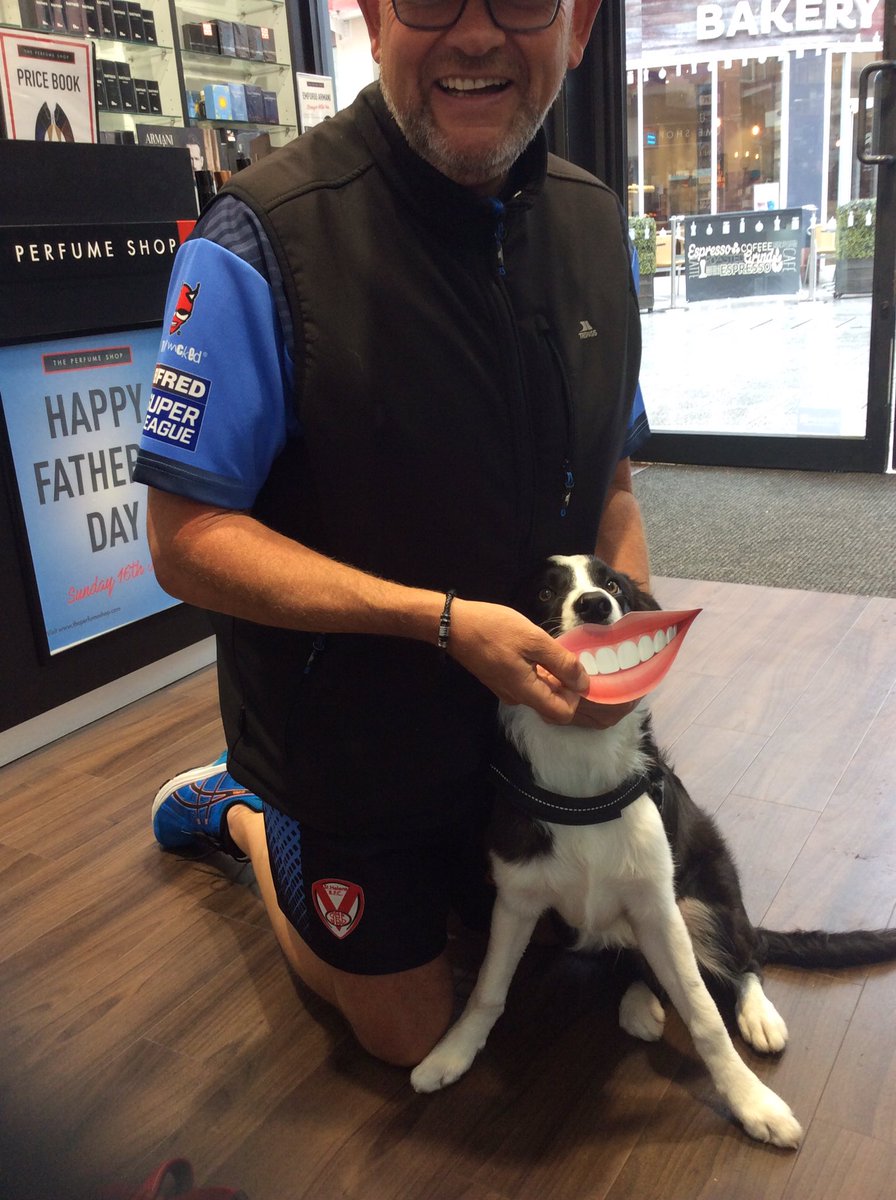 TpsWorkington's tweet photo. Town Centre Manger and his dog Roby supporting us with Look Good Feel Better @TPSPeople @gary_johnsonTPS @NatalieFrench5 https://t.co/BhRdsyIcaD