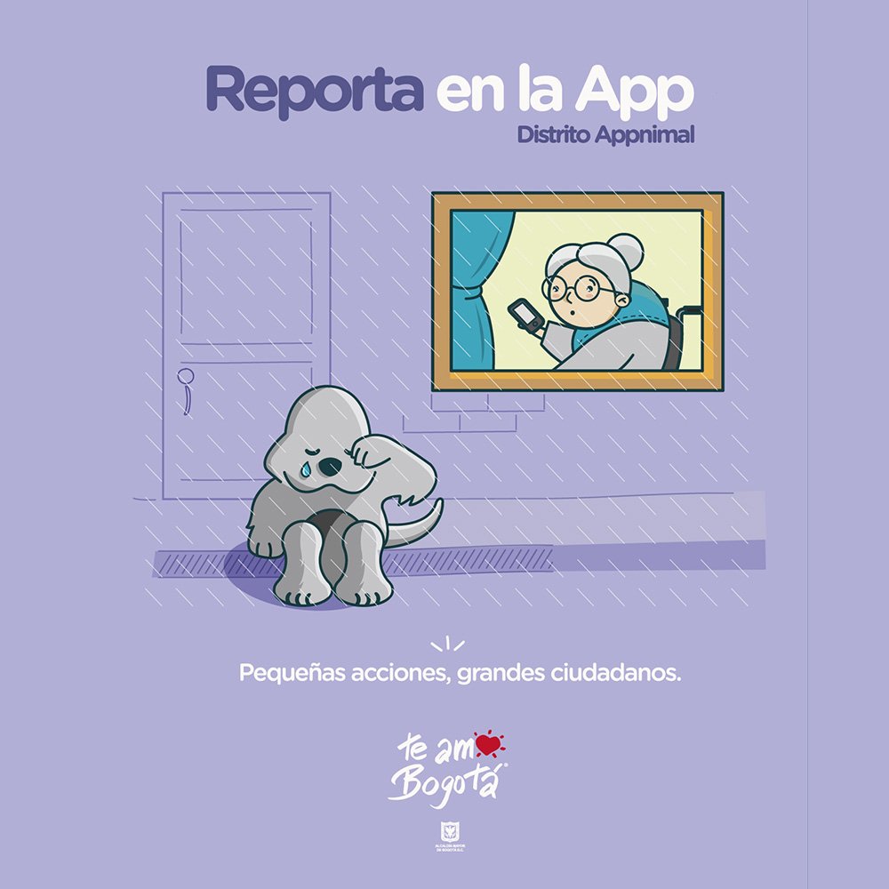 MiEspacioesBog's tweet photo. Ayudar a esos amigos peludos que deambulan en nuestro espacio público 🐶🏙️ , reportando en la App #DistritoAppnimal.
#PequeñasAcciones que nos hacen grandes ciudadanos 💕. https://t.co/3iLR1ai9iX