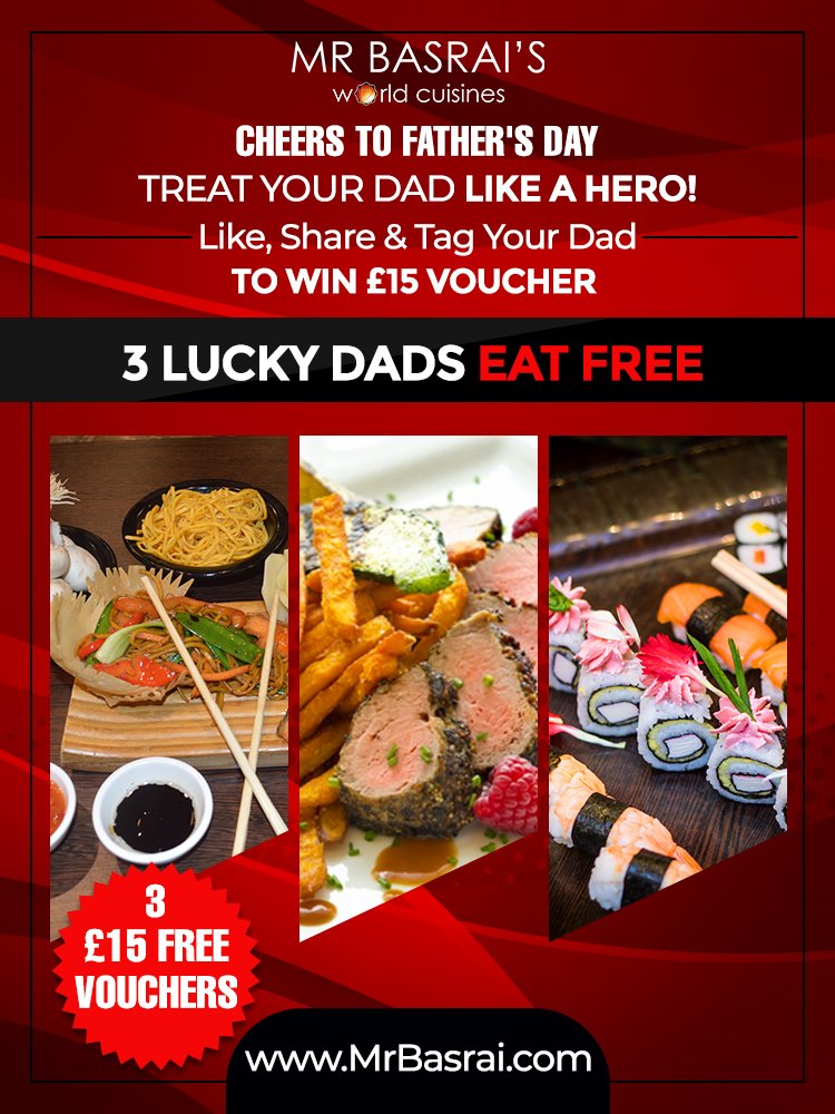 Mr Basrai Competition Father S Day Is Around The Corner Now Like Your Dad On A Comment Below This Post Retweet It To Win 15 Free Voucher For Father S Day Celebration We