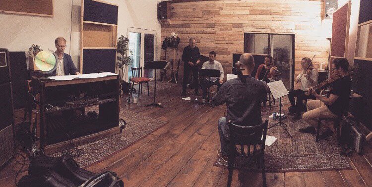 lordstackhouse's tweet image. Yesterday at Woodrooms Studio rehearsing the "When I was Young....." project with Andy Scott, John Ellis + the Singh Quartet.  Elated!