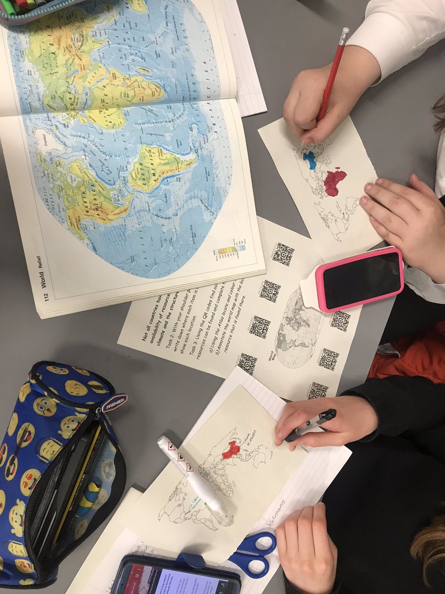 PerthHighGeo's tweet photo. Making good use of our digital technology skills today but putting our QR code training to practice. Pupils were learning about global resource distribution. Fantastic work! 🌟🌍 https://t.co/7MQUG3mFK9