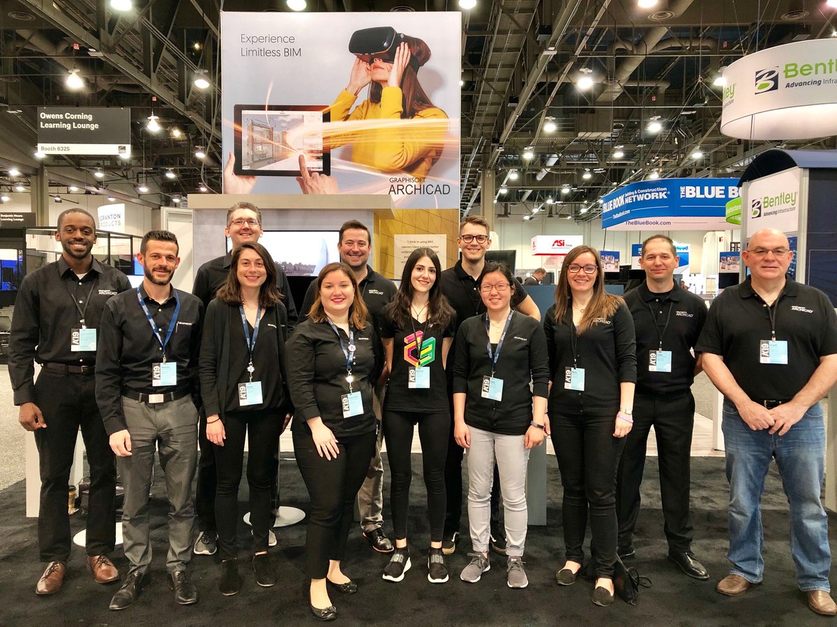 GRAPHISOFT's tweet photo. Team #GRAPHISOFT is ready to demo ⁦@ARCHICAD 23 at #A19CON in #LV ⁦@AIANational⁩! Come see us at booth 8530! #BIM #VR #3drendering #ARCHICAD23 https://t.co/429AfZujul