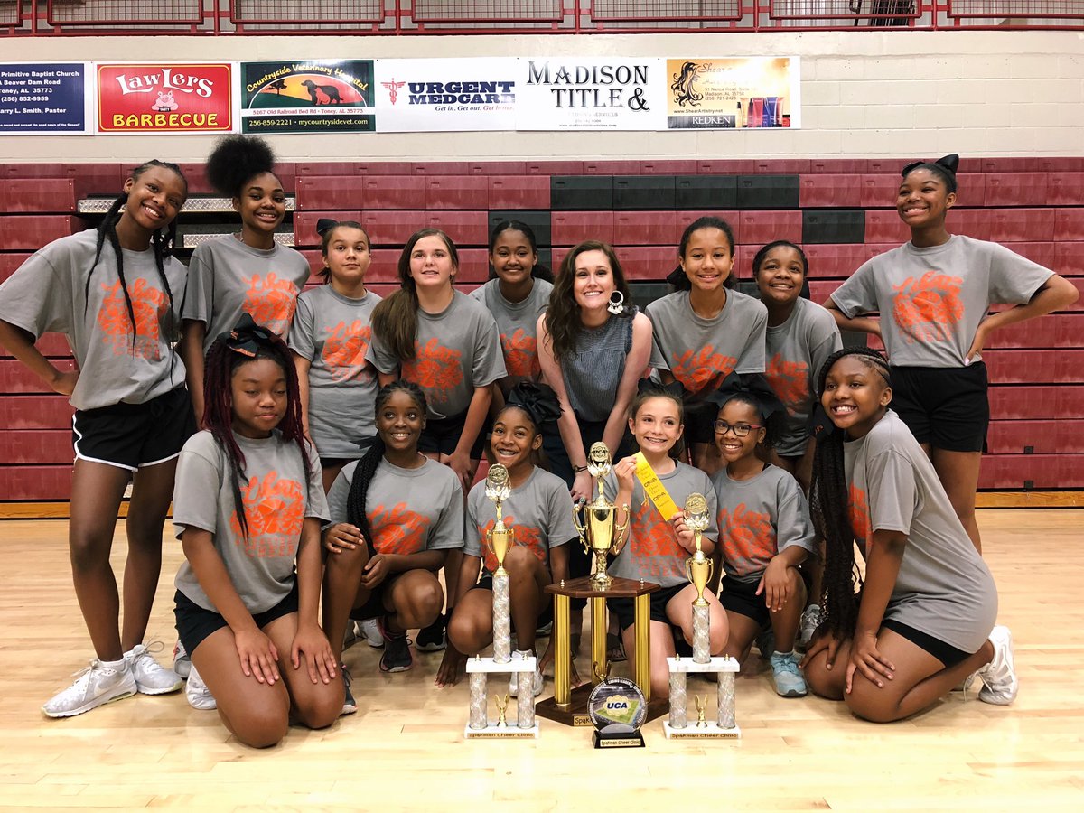 MsTolleson's tweet photo. So proud I could cry! We had our camp competition today and these girls took home 1st in Dance, 1st in Cheer, 3rd in Sideline and the OVERALL Spirit award voted on by the camp leaders! 🧡🖤 #basketballcheer #lmslions https://t.co/DU1ep2e34f