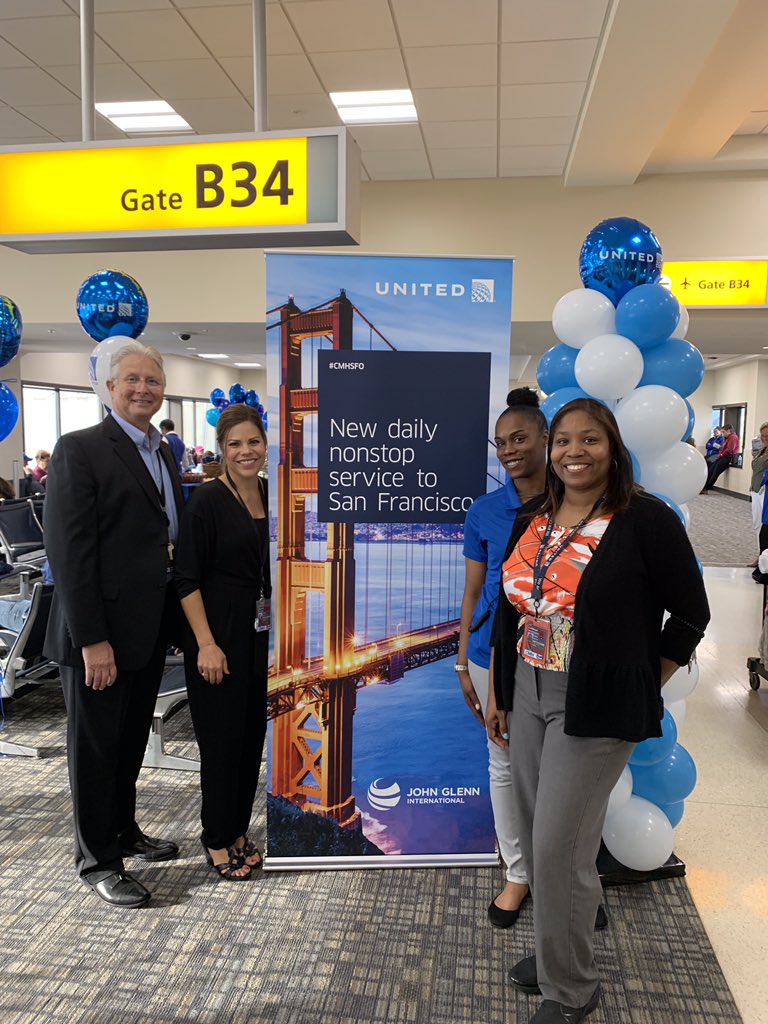 jodydickson28's tweet photo. We had quite the celebration in CMH today for our inaugural flight to SFO. A big thank you to everyone involved in making this day so special!@jacquikey @pamelapollak @BrianFKennedy @CVGUABob @weareunited https://t.co/zWl08UGom0