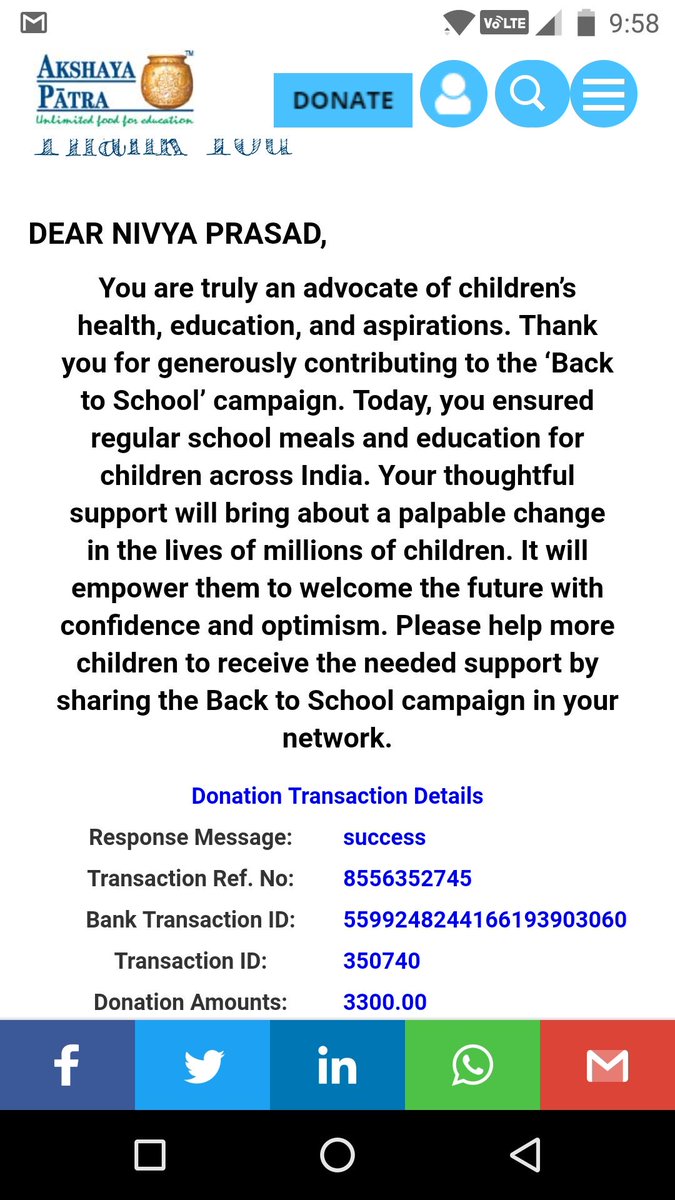 srini_atrey's tweet photo. @NivePrasad @TVMohandasPai @ARanganathan72 @AkshayaPatra God bless you 🙏. New India has the heart in the right place. Taking the liberty (apologies), I have made a small contribution in your name. When you attain financial independence, repay me by making your contribution to AP. https://t.co/5SmIhSeUVz