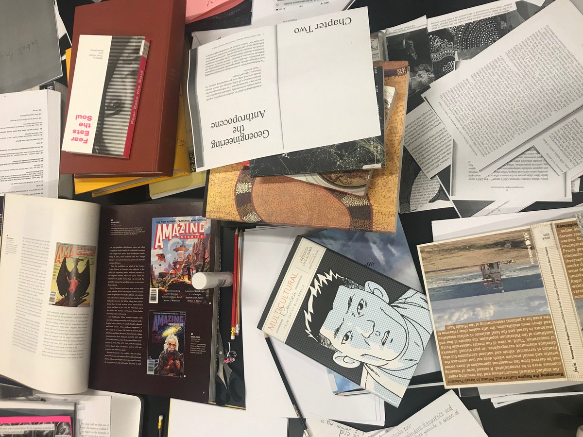 Iniva_arts's tweet photo. The aftermath of our zine-making workshop and screening of Black Audio Film Collective works with #SyllabusIV group. We are looking forward to tomorrow with lock-picker Irena Krüger, curator and writer Taylor Le Melle @melrose_tay and artist Victoria Sin @SinforVictory https://t.co/nA5z69heGy