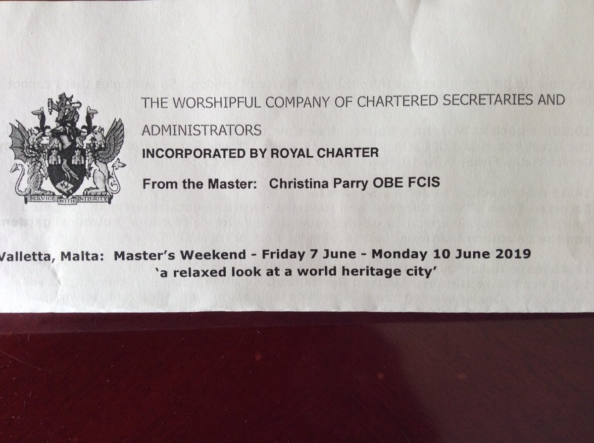 CharteredSecsCo's tweet image. In Malta for the #WCCSA #MastersWeekend