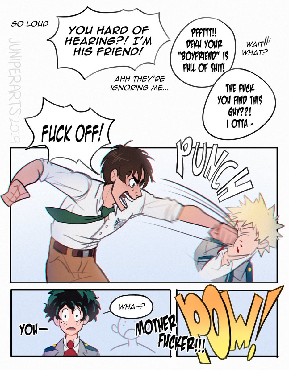 Continuation of my #bnha/#snk crossover. (Read left ➡️ right)

I think Eren and Bakugou would get along well ?

#attackontitan, #mha, #aot, 